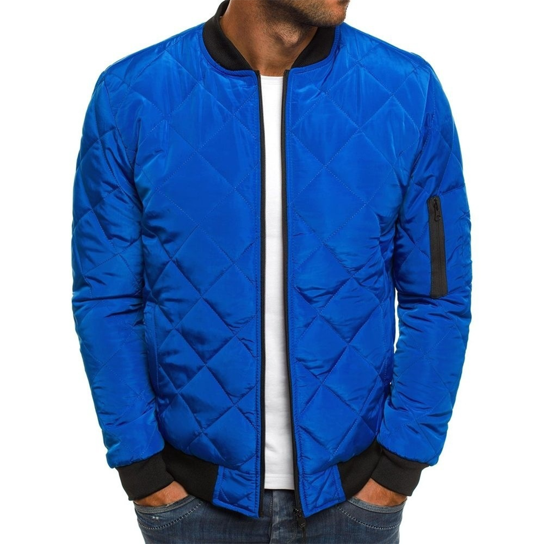 Victor Blouson Matelassé Streetwear Pour Homme Bleu Nuit Léger Motif Diagonal Confort Urbain