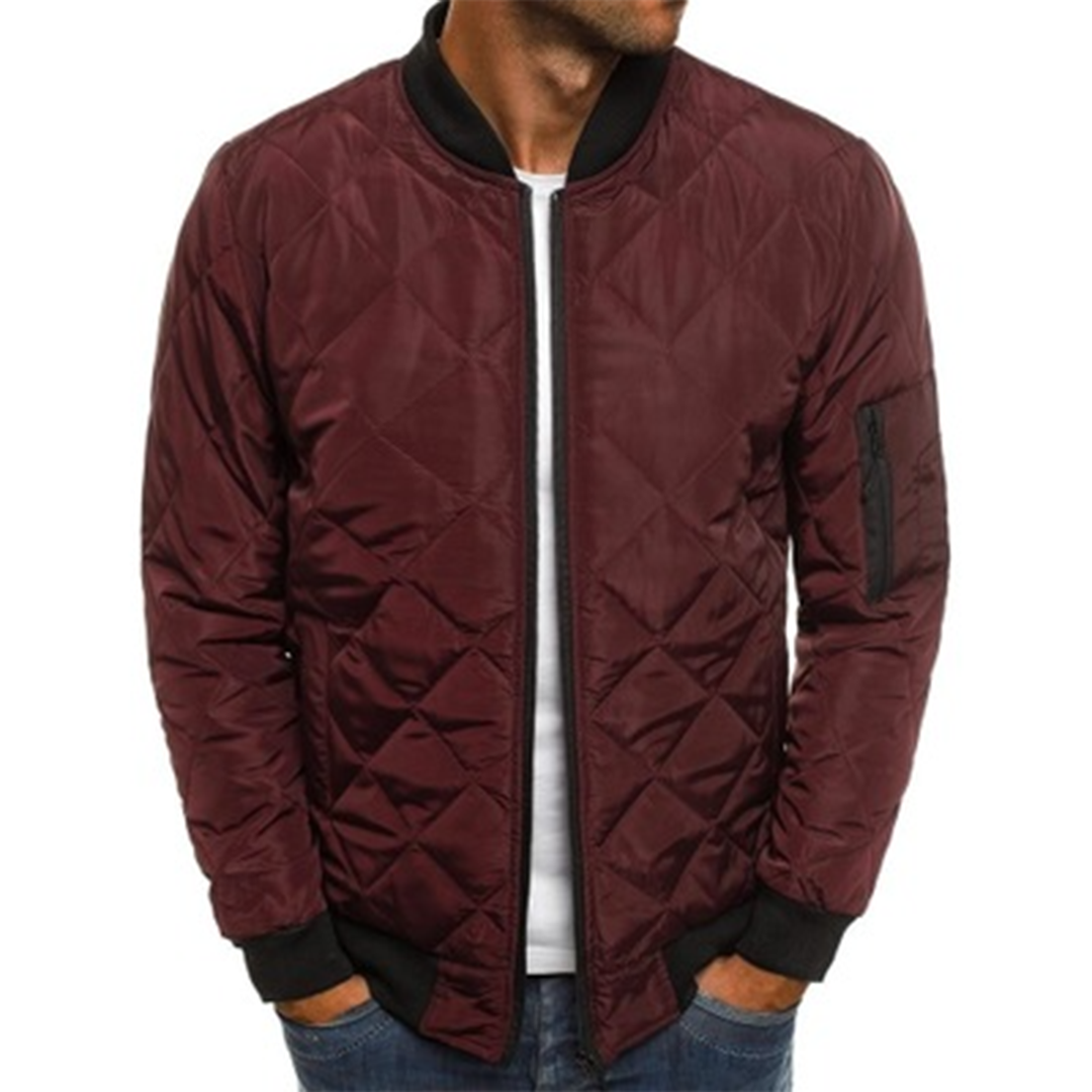 Victor Blouson Matelassé Streetwear Pour Homme Bleu Nuit Léger Motif Diagonal Confort Urbain