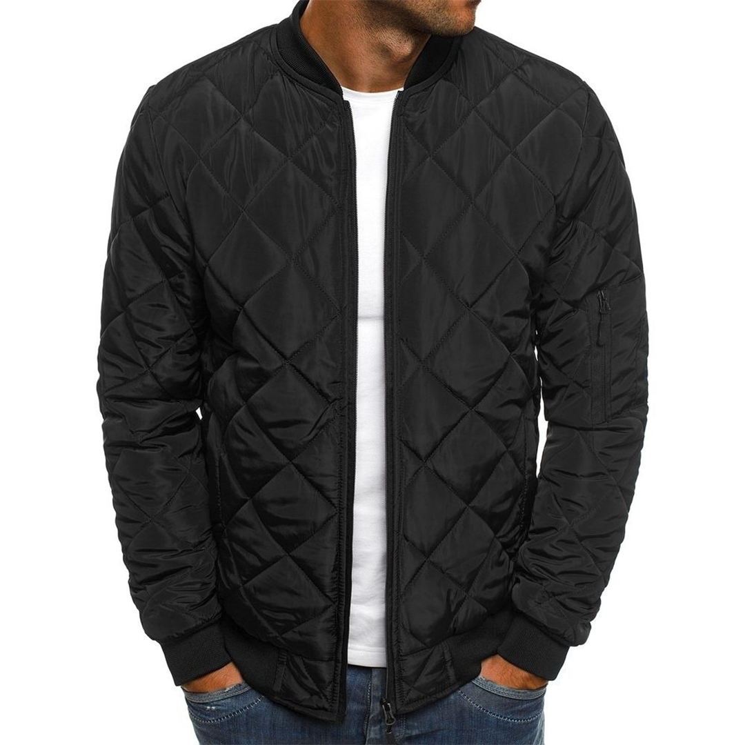 Victor Blouson Matelassé Streetwear Pour Homme Bleu Nuit Léger Motif Diagonal Confort Urbain