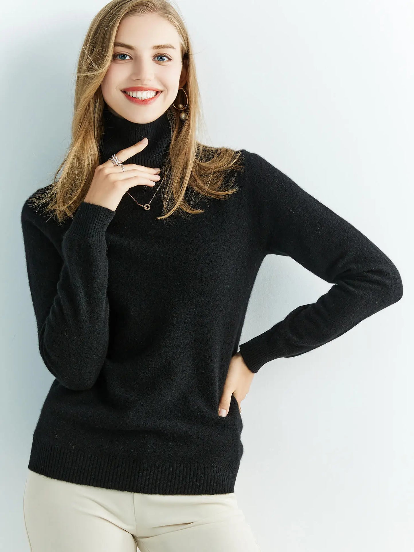 Pull Col Roulé En Laine Mérinos Aura 100 Pour Cent Doux Léger Respirant Maille Confortable