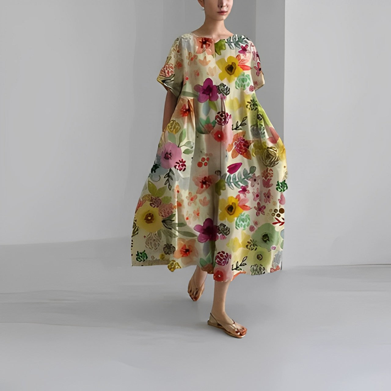 Robe Amélie Fluide Boho Imprimé Floral Romantique Balades Urbaines Soirées Élégantes