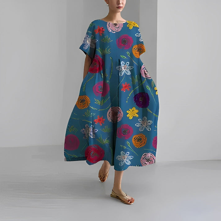 Robe Midi Florale Décontractée Pour Femmes Jacklyn Style Confort Élégant Pour Tous Les Jours
