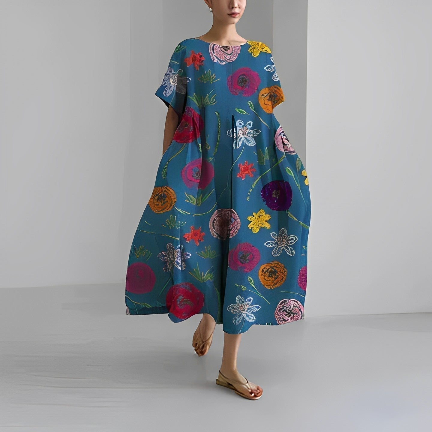 Robe Amélie Fluide Boho Imprimé Floral Romantique Balades Urbaines Soirées Élégantes