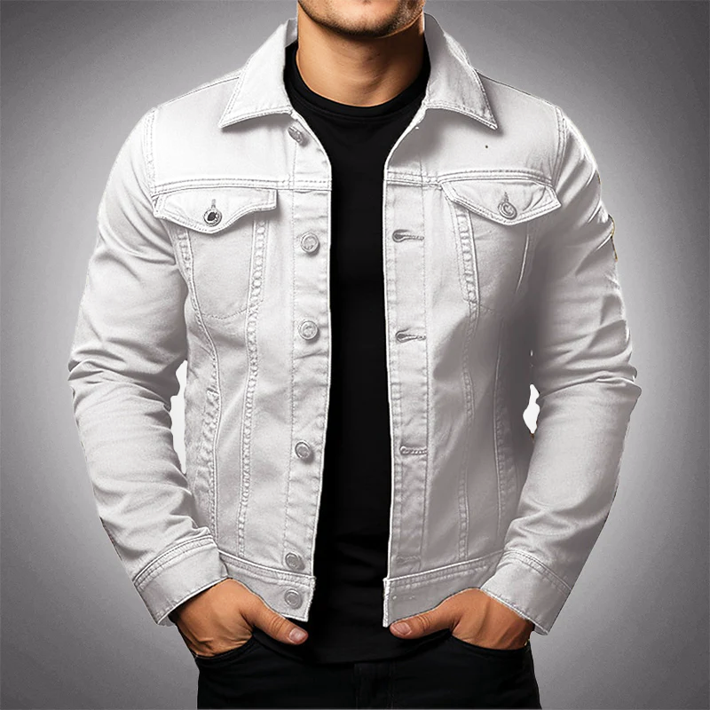 Amawinc Veste En Jean Homme Coupe Structurée Fermeture À Bouton Col Classique Design Respirant