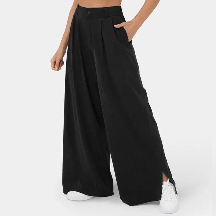 L'Élégance Minimaliste par Valentina Rossi Pantalon Taille Haute Sculpte Silhouette en Couleurs Neutres pour Femme