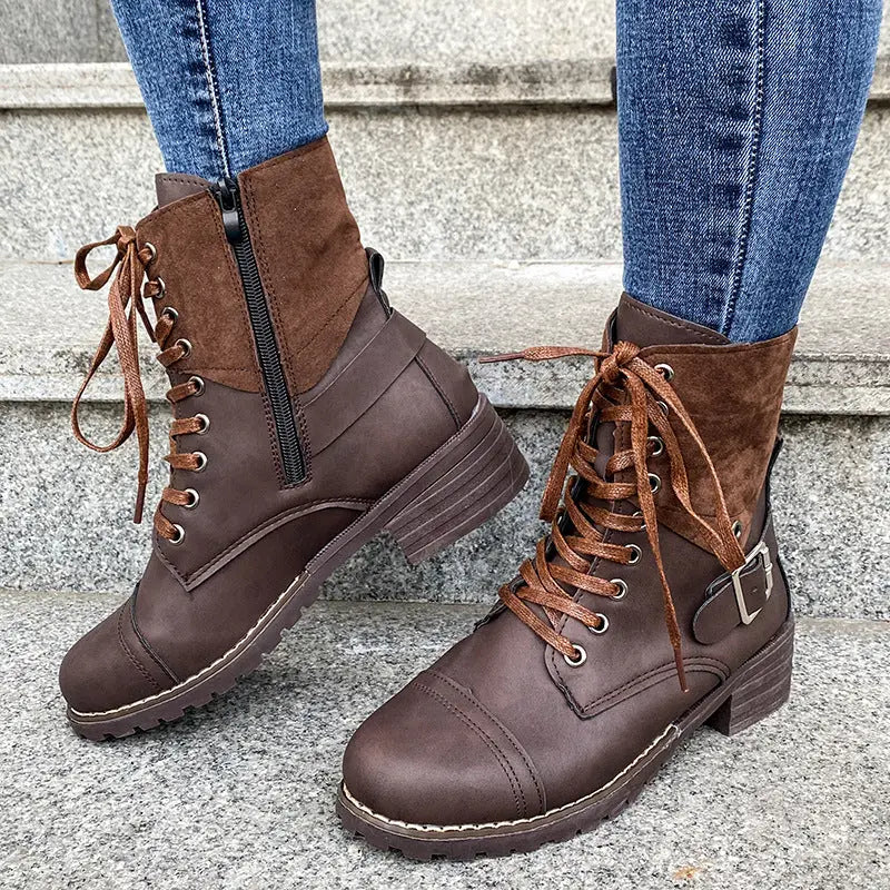 Bottes À Lacets Pour Femmes Amawinc Chaudes Confortables Pour L Hiver Avec Style Moderne