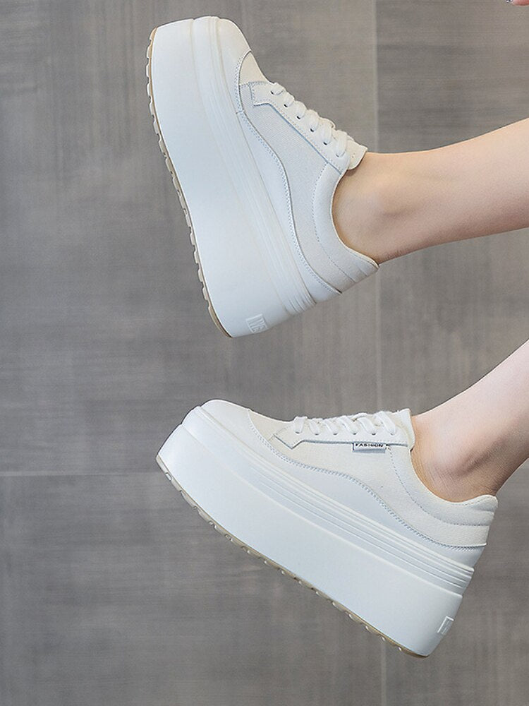 Chunky Platform Sneakers with Lace and Leather