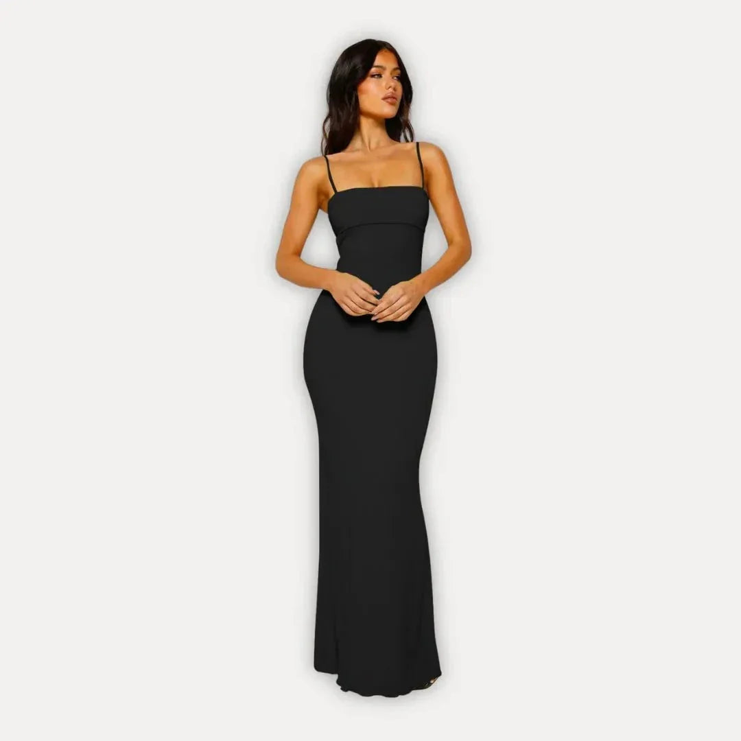Waylynn Lana Robe Maxi Bodycon À Bretelles Spaghetti Élégance Minimaliste Pour Jour Et Nuit