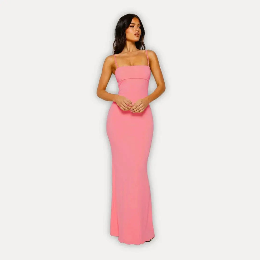 Waylynn Lana Robe Maxi Bodycon À Bretelles Spaghetti Élégance Minimaliste Pour Jour Et Nuit