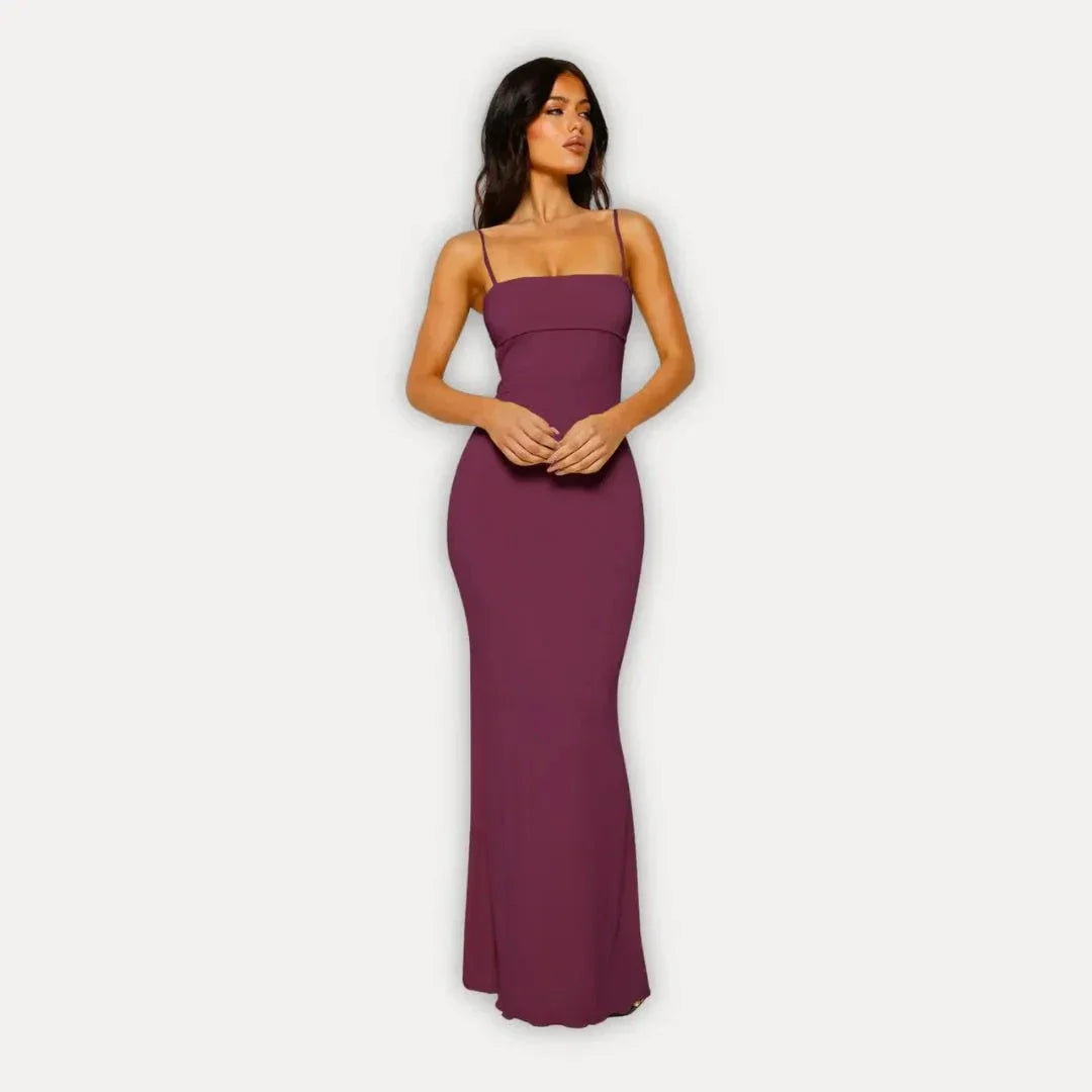 Waylynn Lana Robe Maxi Bodycon À Bretelles Spaghetti Élégance Minimaliste Pour Jour Et Nuit