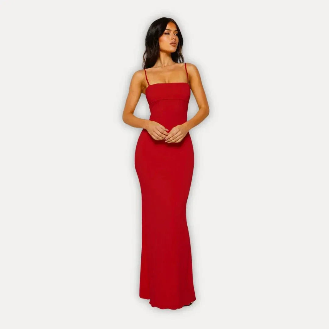 Waylynn Lana Robe Maxi Bodycon À Bretelles Spaghetti Élégance Minimaliste Pour Jour Et Nuit