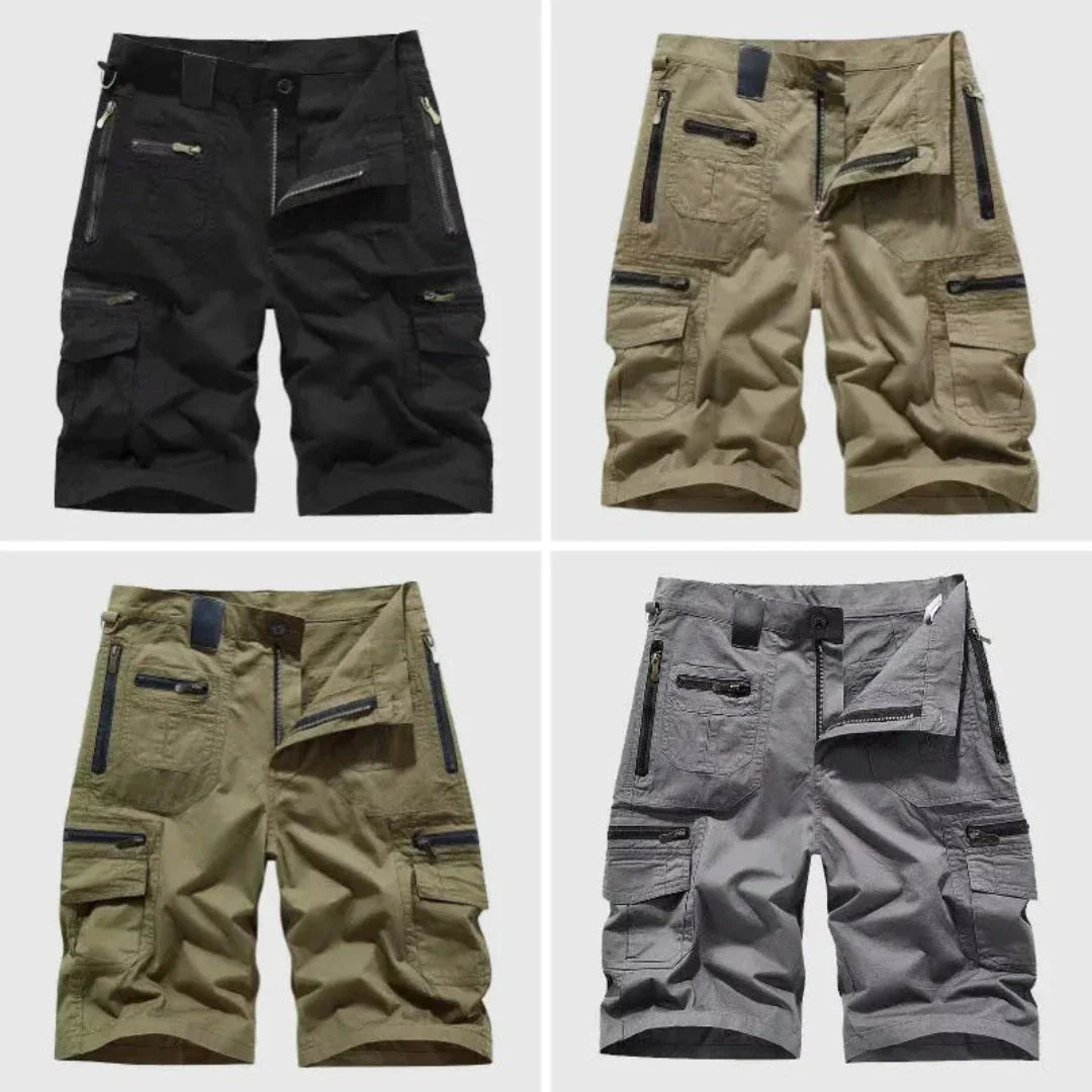 Laurence Zipper Cargo Shorts en Coton Mélangé pour Plein Air avec Poches Zippées et Poches Multiples