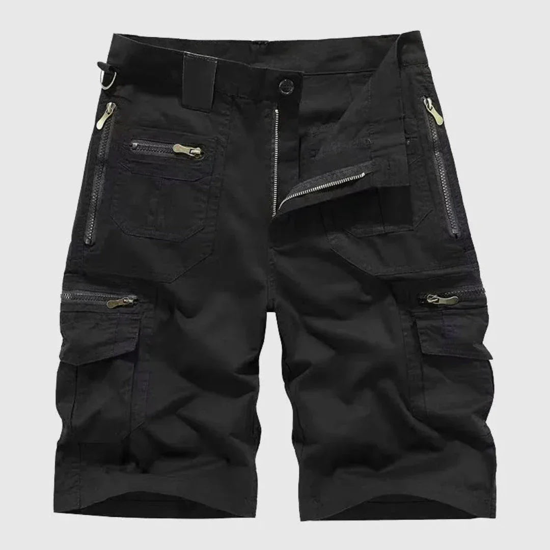 Laurence Zipper Cargo Shorts en Coton Mélangé pour Plein Air avec Poches Zippées et Poches Multiples