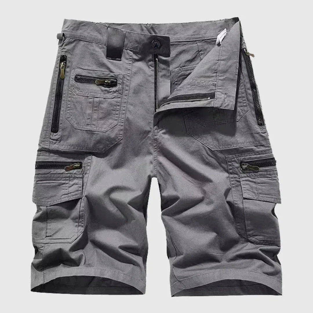 Laurence Zipper Cargo Shorts en Coton Mélangé pour Plein Air avec Poches Zippées et Poches Multiples