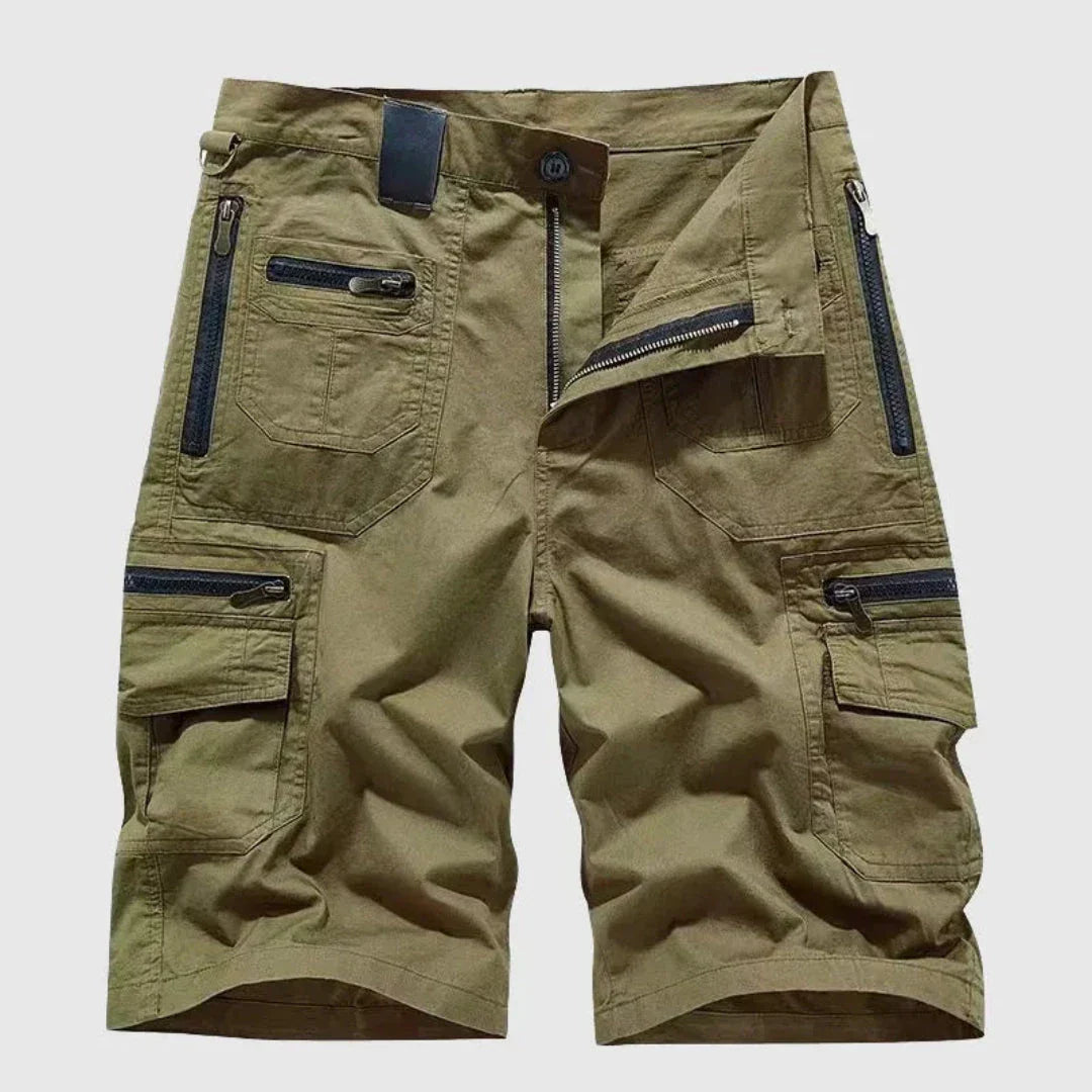 Laurence Zipper Cargo Shorts en Coton Mélangé pour Plein Air avec Poches Zippées et Poches Multiples