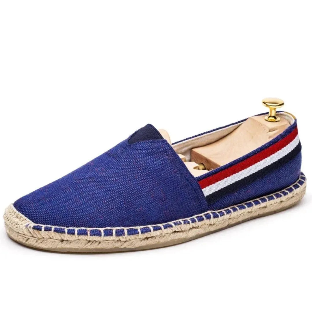 Amawinc Leandro Coastline Mocassins En Toile Premium Avec Bande Rouge Blanc Marine Signature Et Doublure Respirante