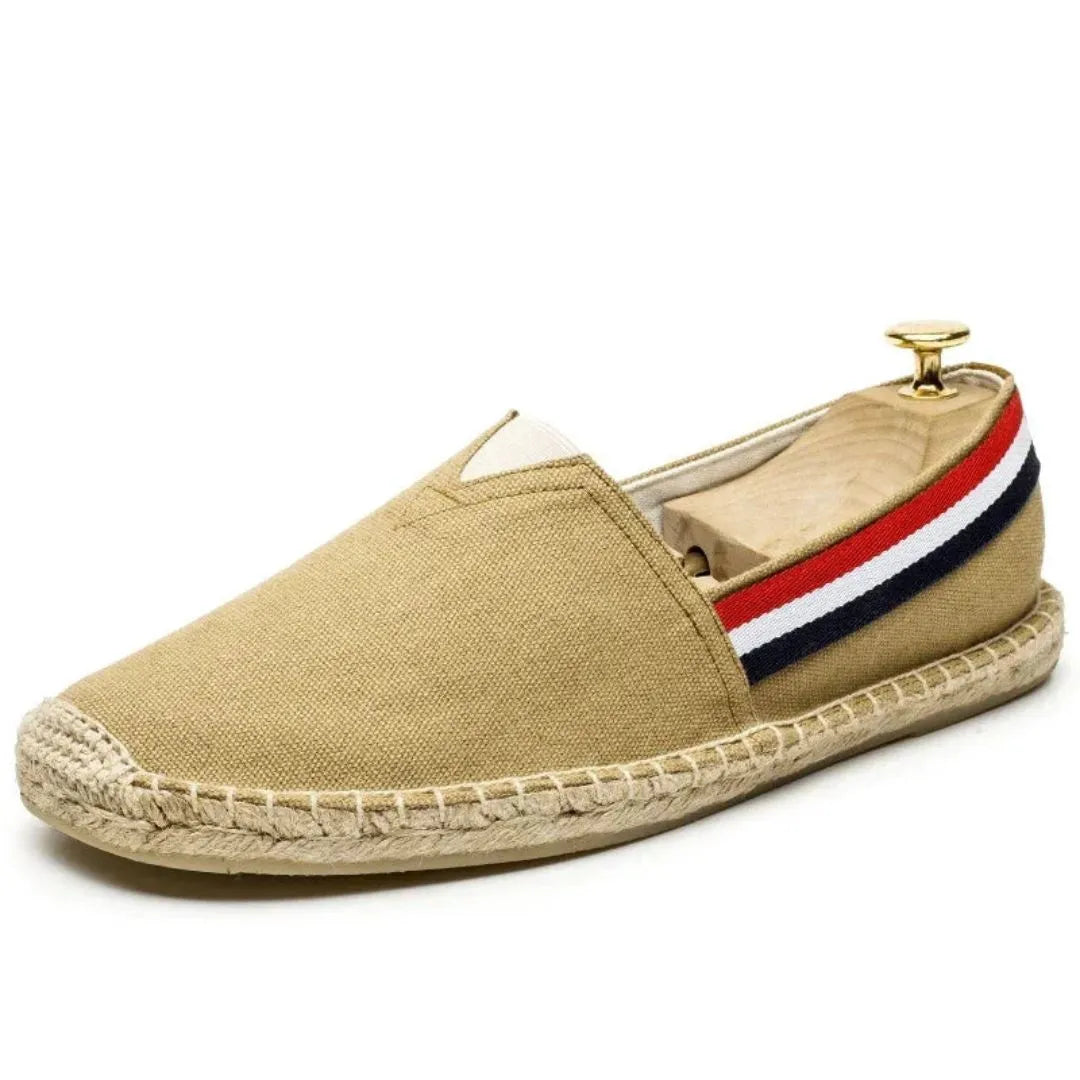 Amawinc Leandro Coastline Mocassins En Toile Premium Avec Bande Rouge Blanc Marine Signature Et Doublure Respirante