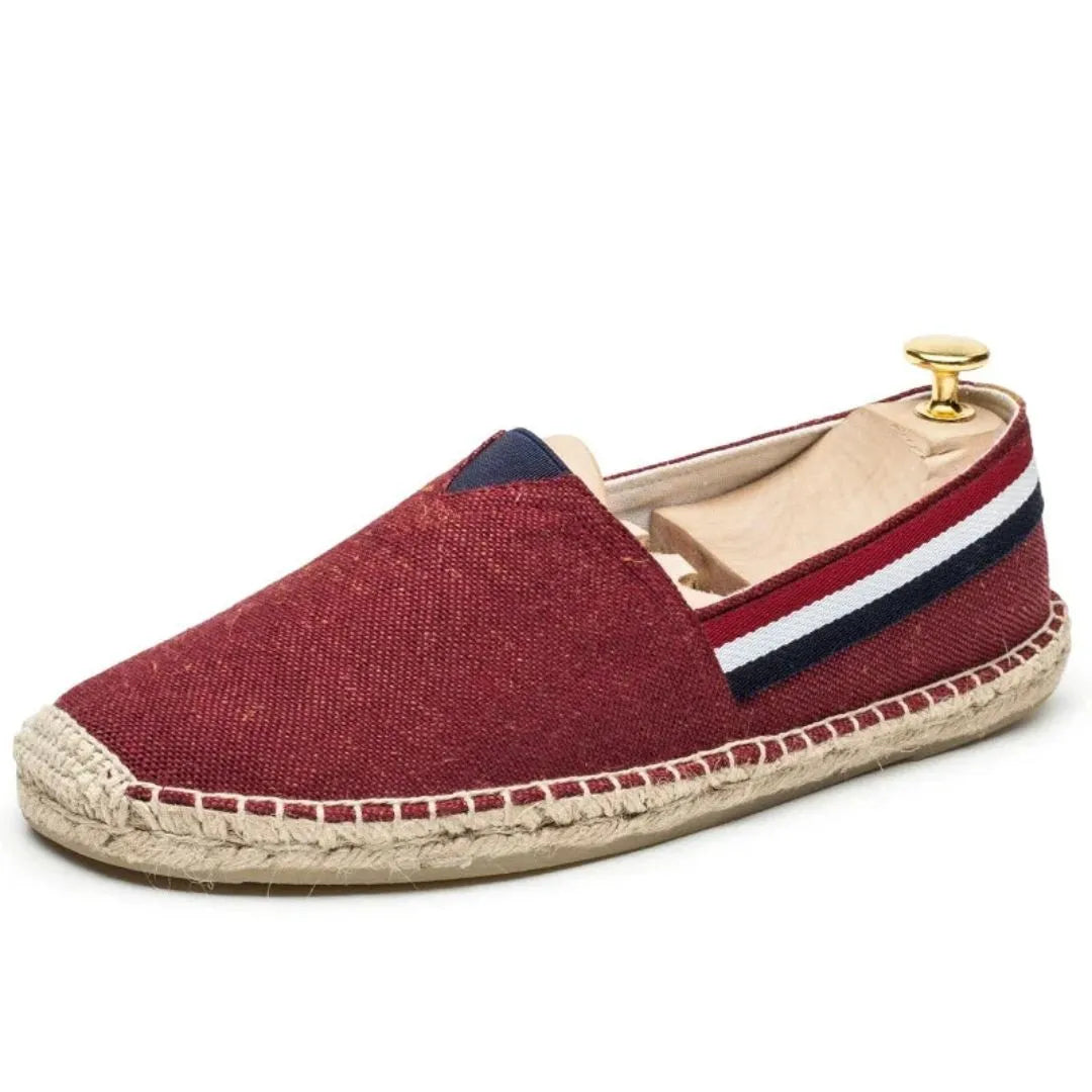 Amawinc Leandro Coastline Mocassins En Toile Premium Avec Bande Rouge Blanc Marine Signature Et Doublure Respirante