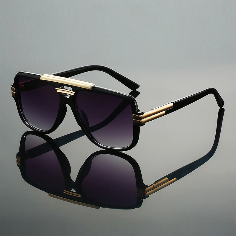 Lunettes De Soleil Leclaire Lumen Cadre Géométrique Acétate Or Doré Détails Métalliques Verres Variés
