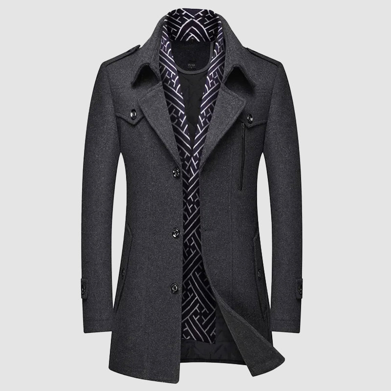 Manteau en Laine Legacy Roberto Russo Pour Homme Avec Chaleur Durable Col Détachable