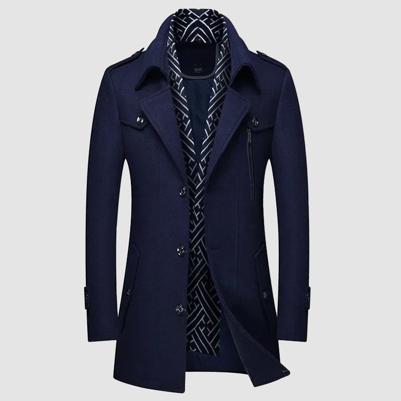 Manteau en Laine Legacy Roberto Russo Pour Homme Avec Chaleur Durable Col Détachable