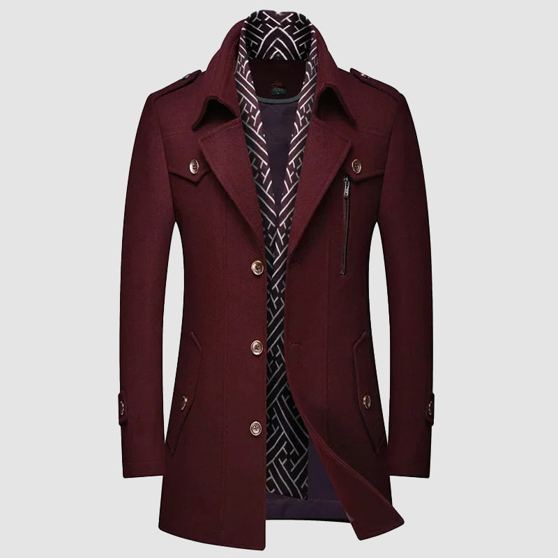 Manteau en Laine Legacy Roberto Russo Pour Homme Avec Chaleur Durable Col Détachable