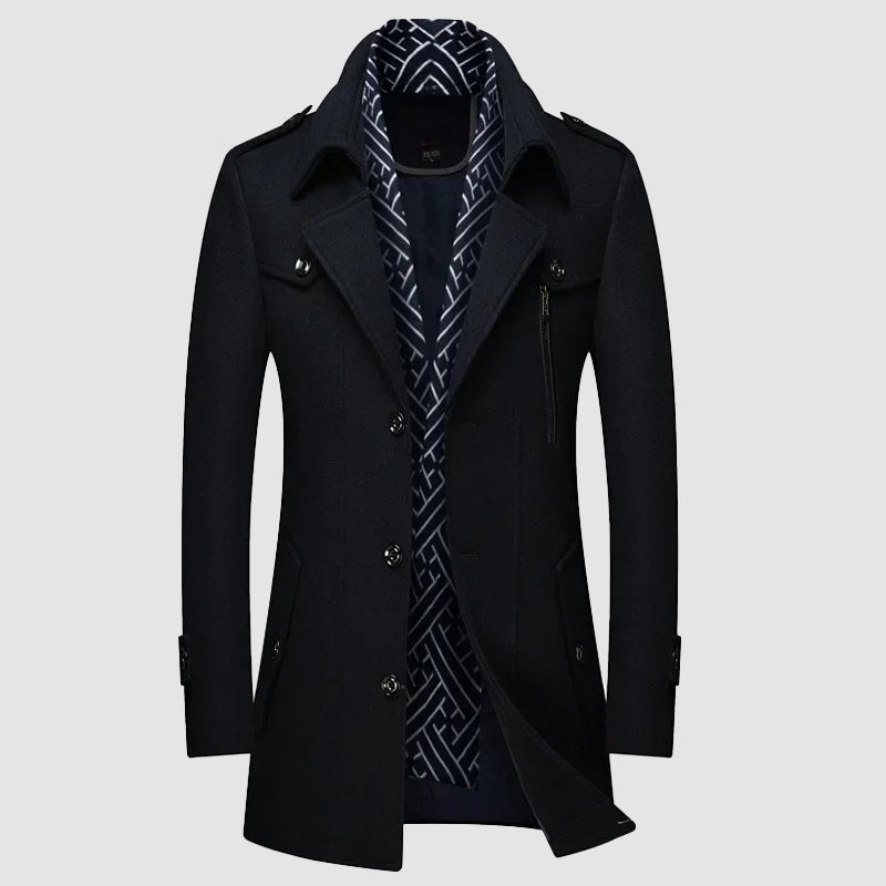 Manteau en Laine Legacy Roberto Russo Pour Homme Avec Chaleur Durable Col Détachable