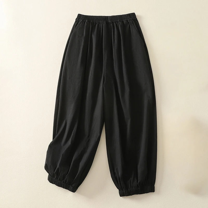 Pantalon Lena À Coupe Fuselée Et Poignets Élastiqués, Taille Confortable, Léger Et Respirant