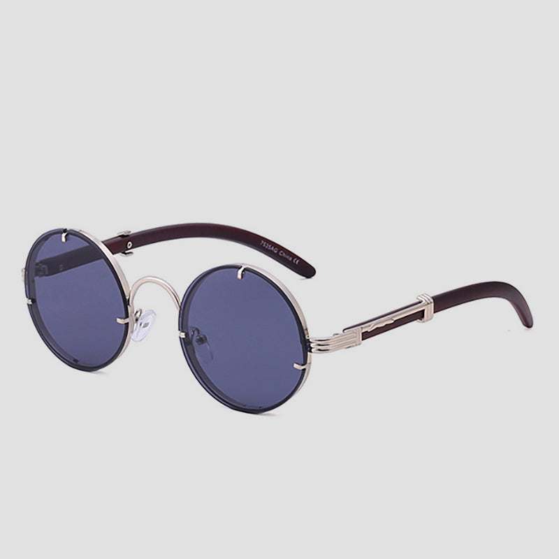 Lennon Lunettes De Soleil Rétro Rondes Sans Monture Détails Or Raffinés Steampunk