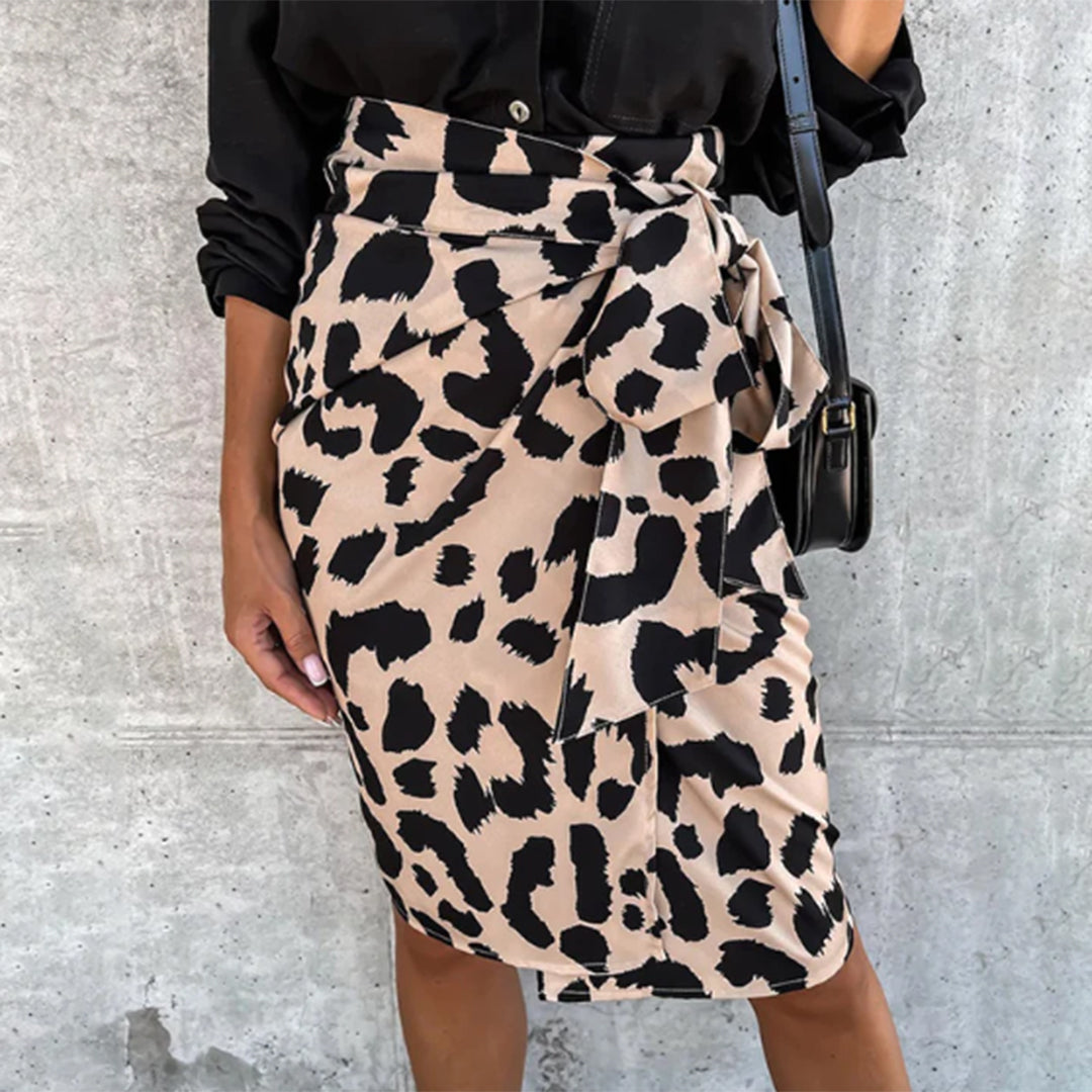 Jupe Portefeuille Femme Imprimé Animal Taille Ajustable Élégante et Confortable Pour Jour et Soirée