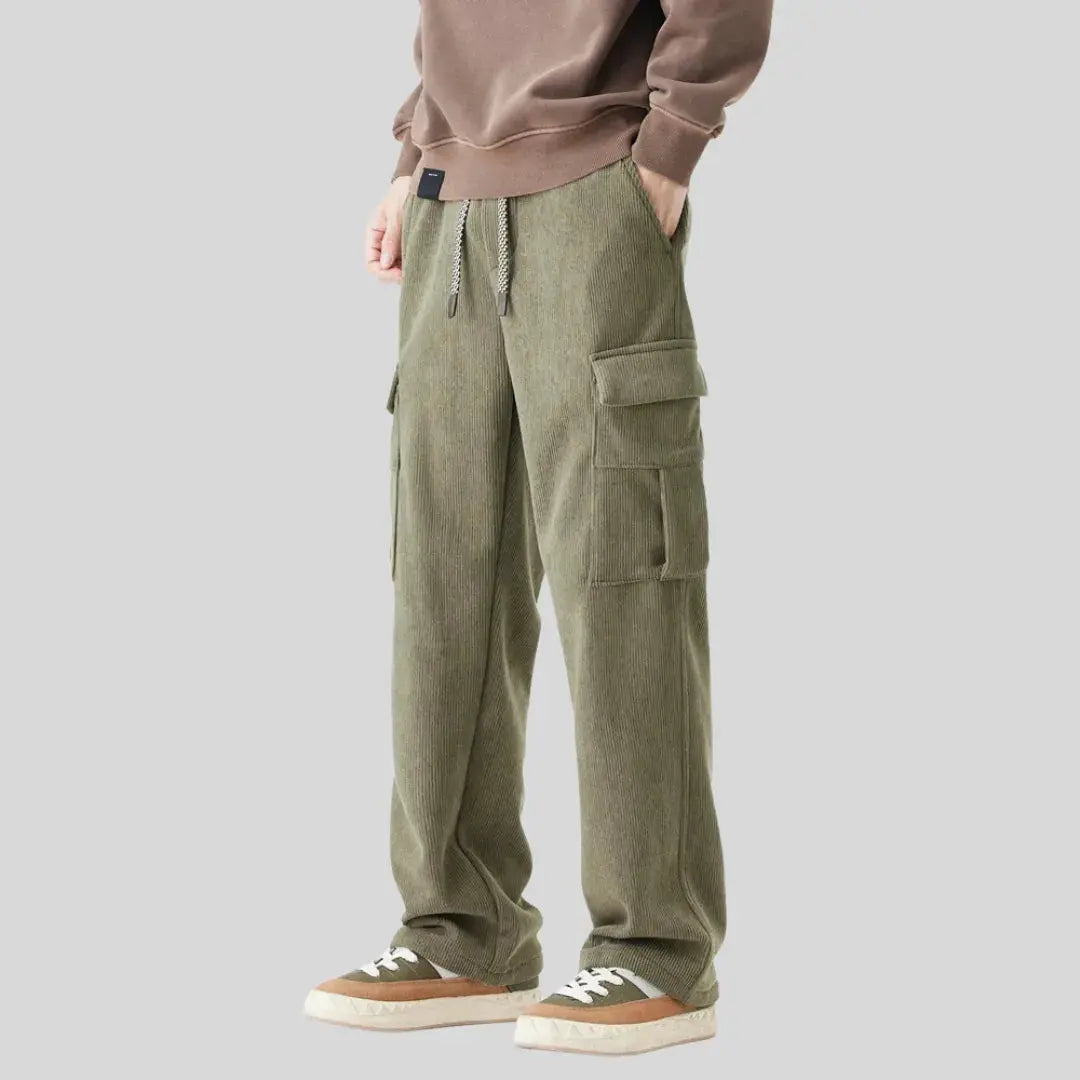 Pantalon Cargo Velours Côtelé Tactique Pour Hommes Plein Air Et Urbain Avec Multiples Poches Cargo