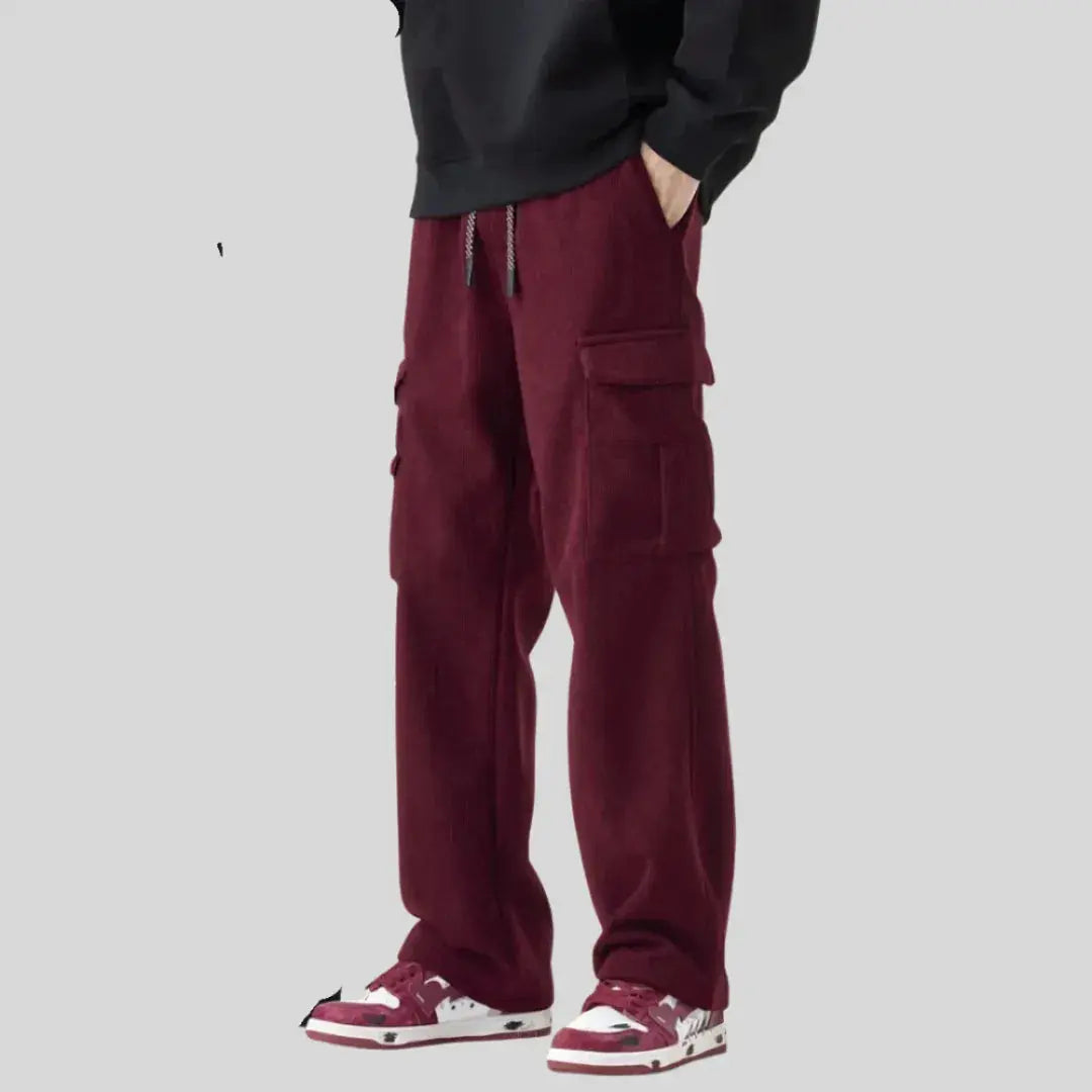 Pantalon Cargo Velours Côtelé Tactique Pour Hommes Plein Air Et Urbain Avec Multiples Poches Cargo