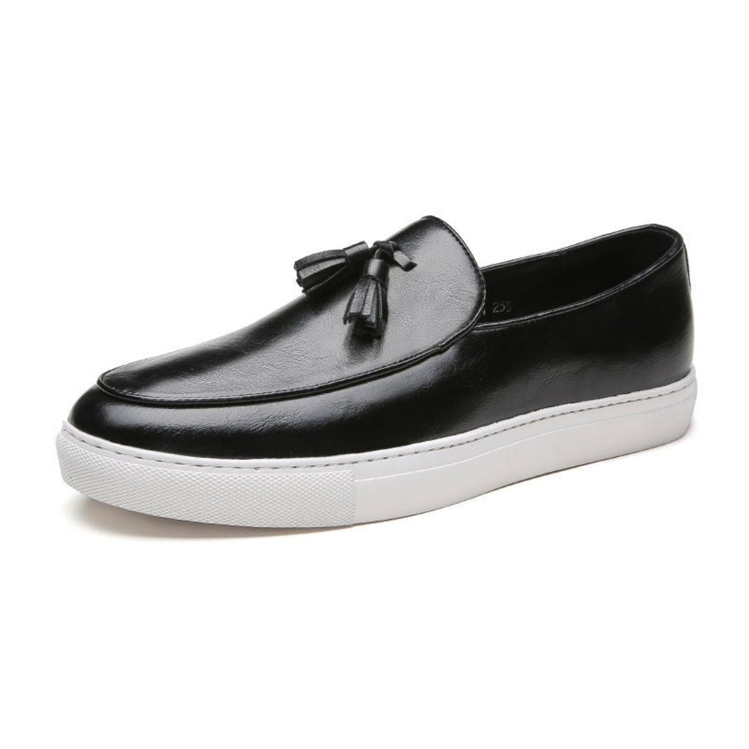 Liam Mocassins À Glands En Cuir Italien Premium Avec Couture À La Main Semelles Rembourrées Et Caoutchouc Antidérapant