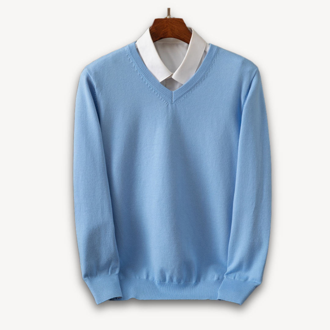 Amawinc Pull Homme Col V Slim Fit En Maille Douce Avec Bords Côtes Pour Style Polyvalent