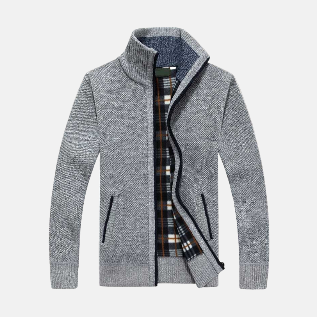 Veste Homme En Maille Texturée Avec Doublure Polaire Col Côtes Poignets Et Ourlet Pour Superposition Classique