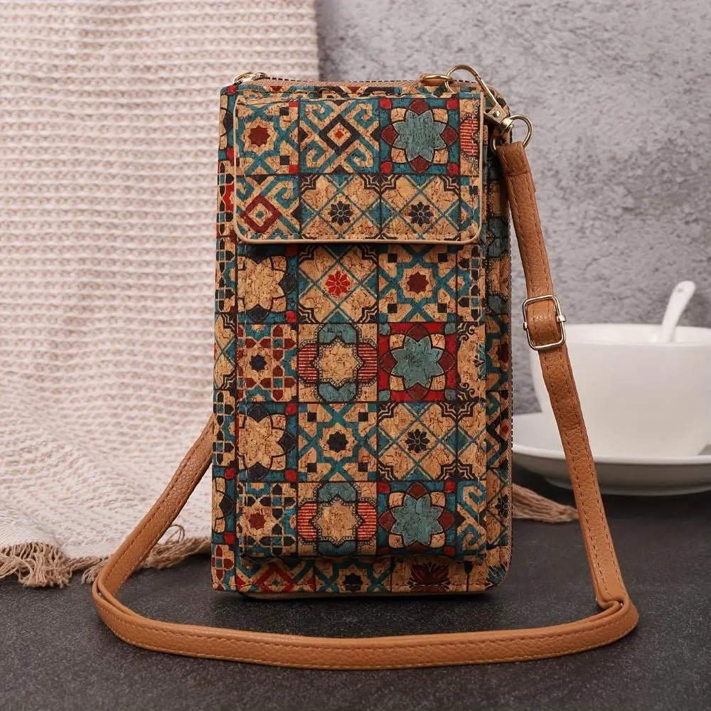 Amawinc Pochette Pour Téléphone Paula Floral En Liège Écologique Avec Bandoulière Réglable