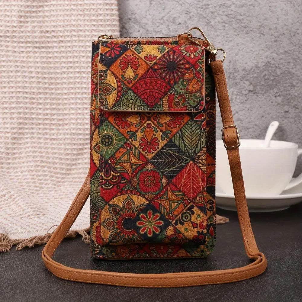 Amawinc Pochette Pour Téléphone Paula Floral En Liège Écologique Avec Bandoulière Réglable