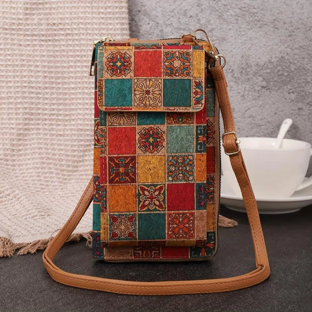 Amawinc Pochette Pour Téléphone Paula Floral En Liège Écologique Avec Bandoulière Réglable