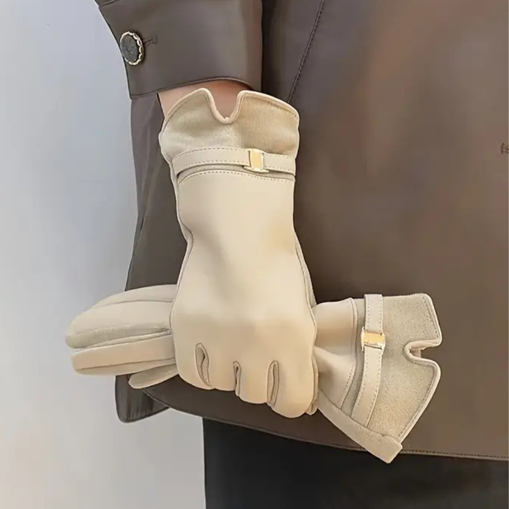Léa Gants En Cuir Synthétique Imperméables Et Chauds Pour L'Hiver Avec Doublure Douce Et Confort Durable