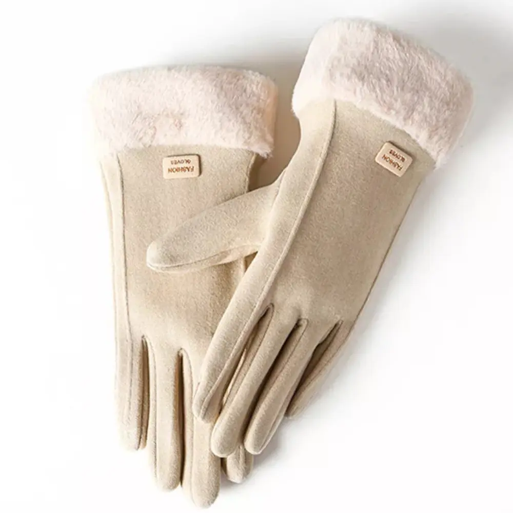 Gants D Hiver Peluche Anti Vent Avec Doublure Chaude Compatible Écran Tactile Antidérapants