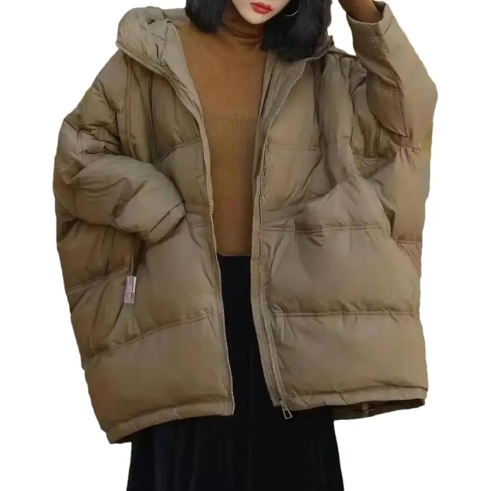 Manteau Matelassé Oversize Pour Femme Avec Capuche Ajustable Poches Spacieuses Rembourrage Duvet À 90 Pour Cent