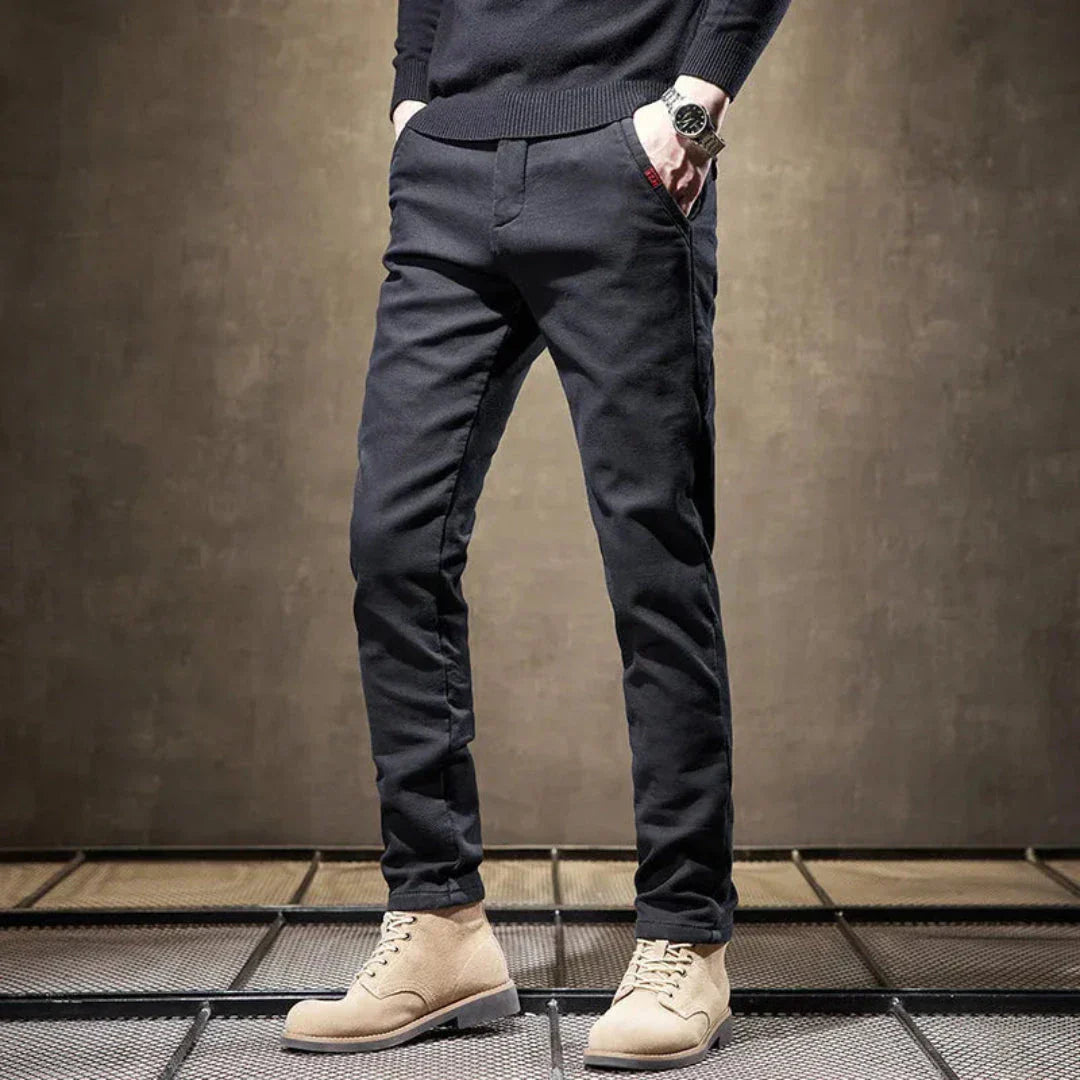 Pantalon Homme Logan Slim Fit Droit Amawinc En Coton Élastique Résistant Aux Rides Confort Bureau
