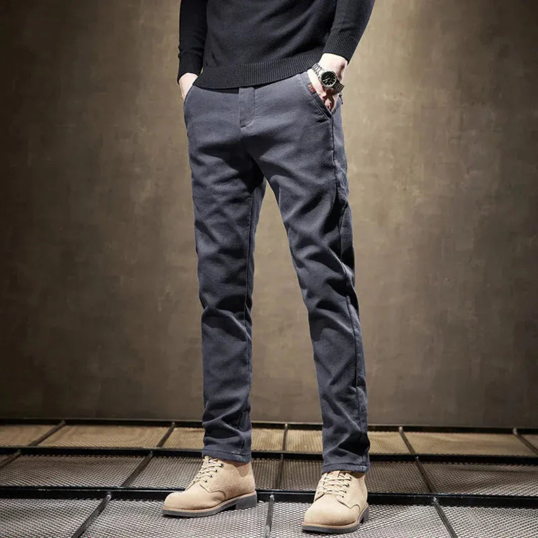Pantalon Homme Logan Slim Fit Droit Amawinc En Coton Élastique Résistant Aux Rides Confort Bureau