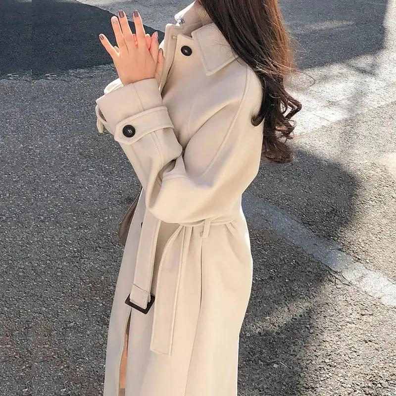 Manteau Trench Long Ceinturé Pour Femme Élégance Intemporelle Et Chaleur Polyvalente