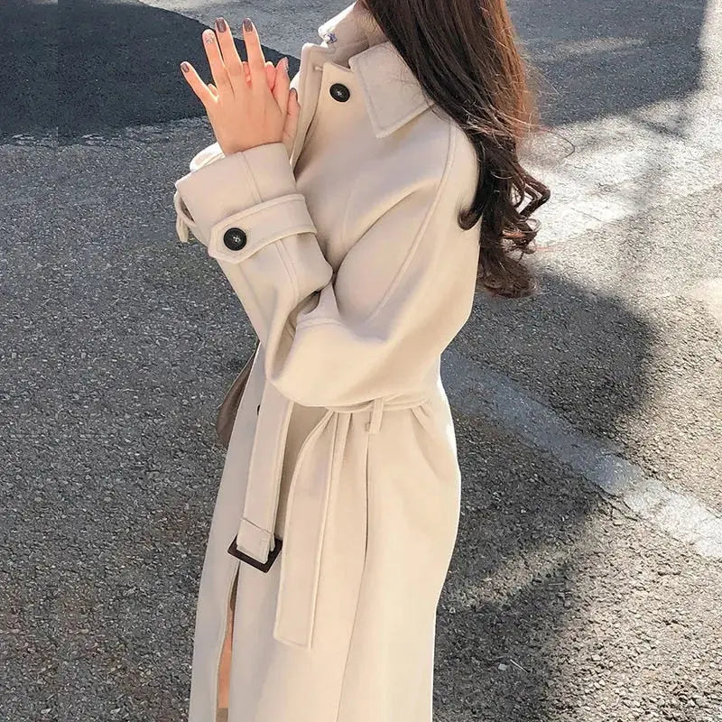 Manteau Trench Long Pour Femme Chaud Élégant et Polyvalent Pour L'Hiver Durable et Confortable