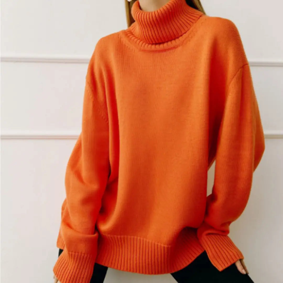 Pull En Maille Décontracté À Col Roulé Pour Femmes Confortable Et Stylé Pour Automne Hiver