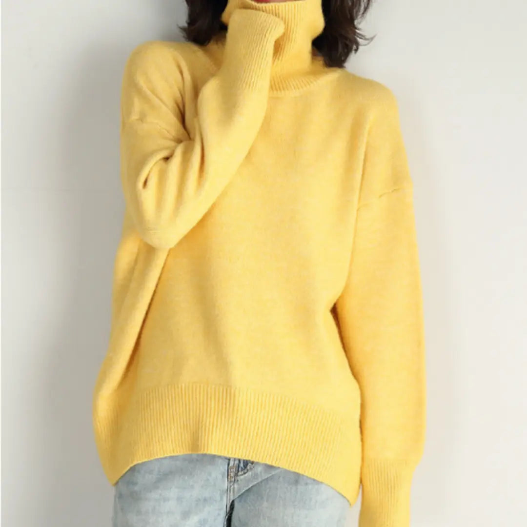 Pull En Maille Décontracté À Col Roulé Pour Femmes Confortable Et Stylé Pour Automne Hiver