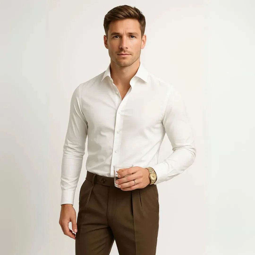 Chemise Habillée Homme Waylynn Lorenzo À Manches Longues Coupe Slim Boutonnée Moderne Formelle