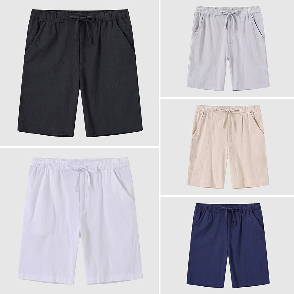 Lorenzo Vitali Cabana Shorts En Lin Et Coton Uni Pour Été Confort Frais Et Style Décontracté