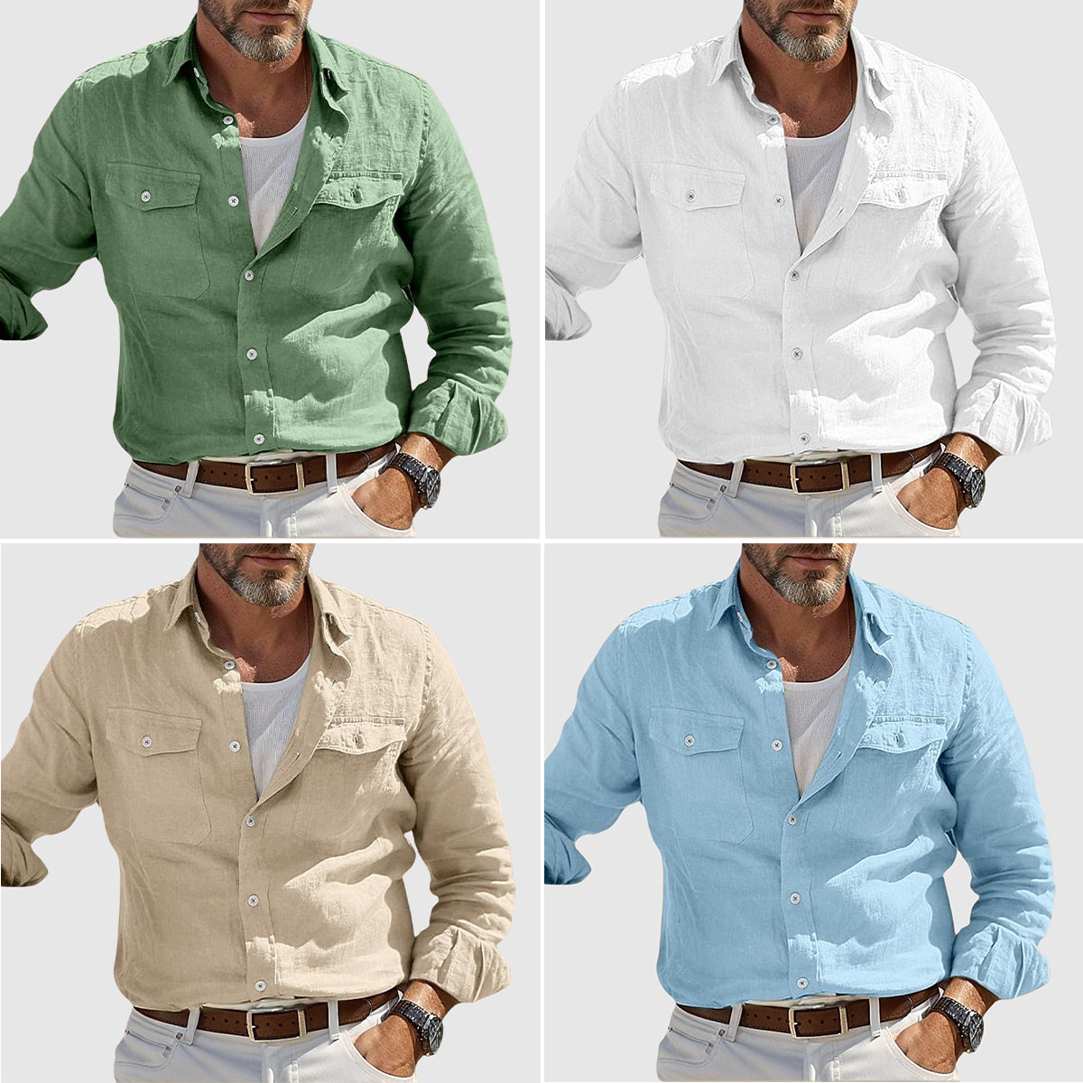 Chemise En Lin Côtier Lorenzo Vitali Respirante Avec Protection UV Et Coupe Décontractée